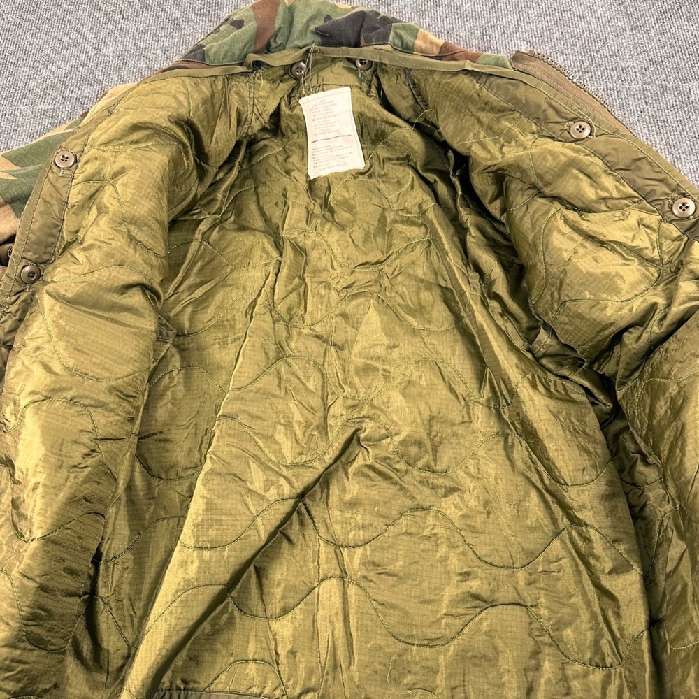 Vintage M65 US Army Coat Military Field Cold Weather L Woodland Camo Lined - Picture 12 of 14